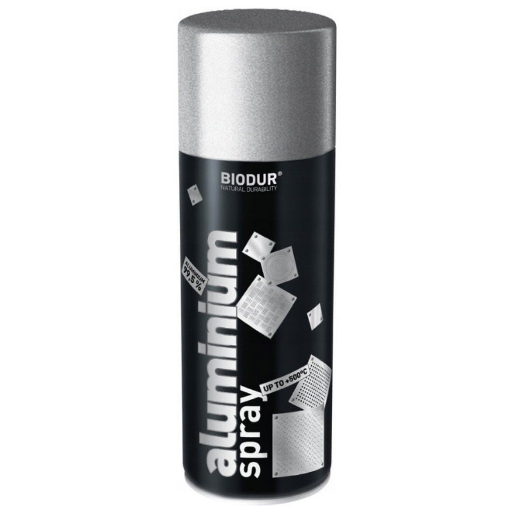 Farba aluminiowa BIODUR Aluminium Spray 400 ml spray srebrny efekt aluminium