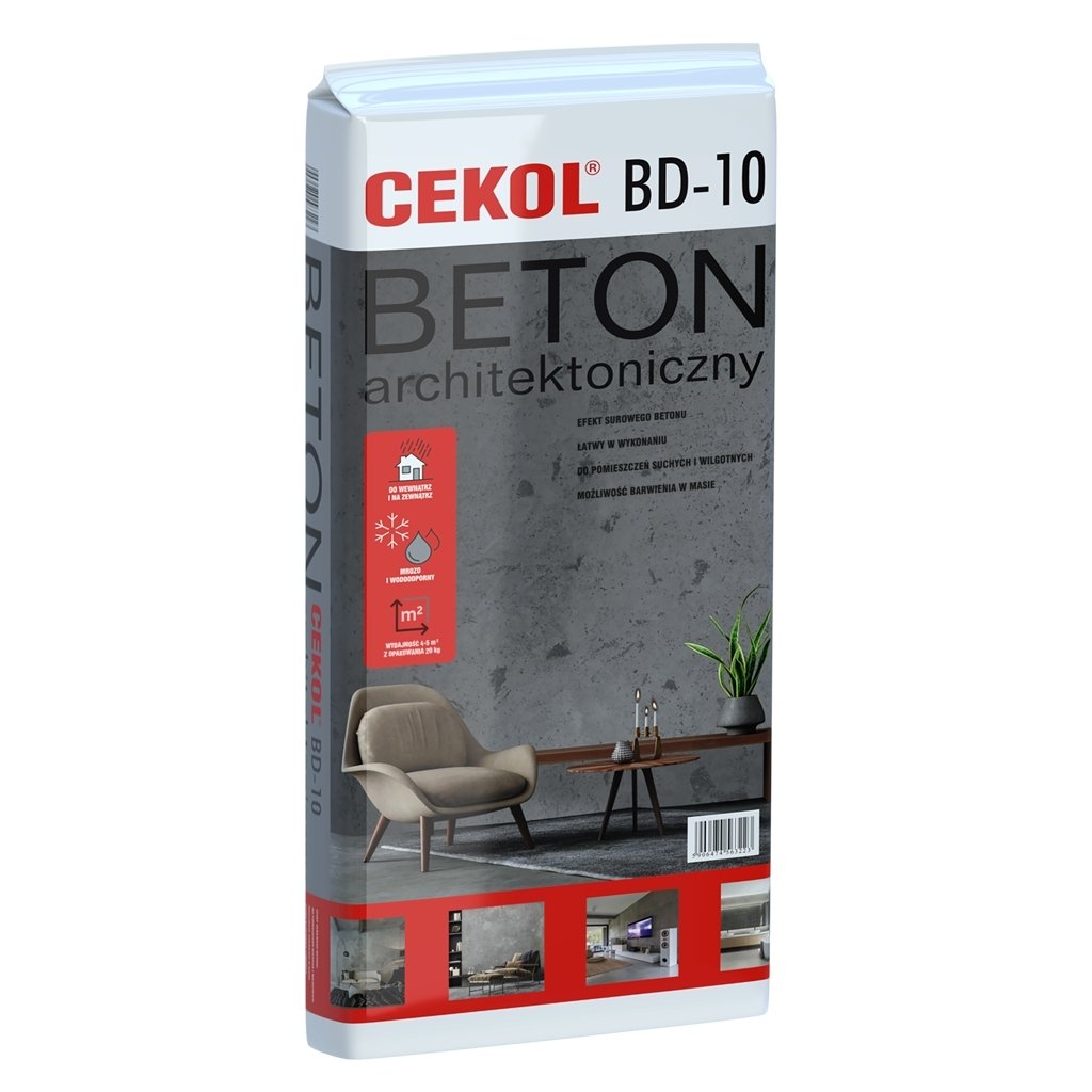 Beton architektoniczny CEKOL BD-10 20 kg tynk dekoracyjny imitacja surowego betonu