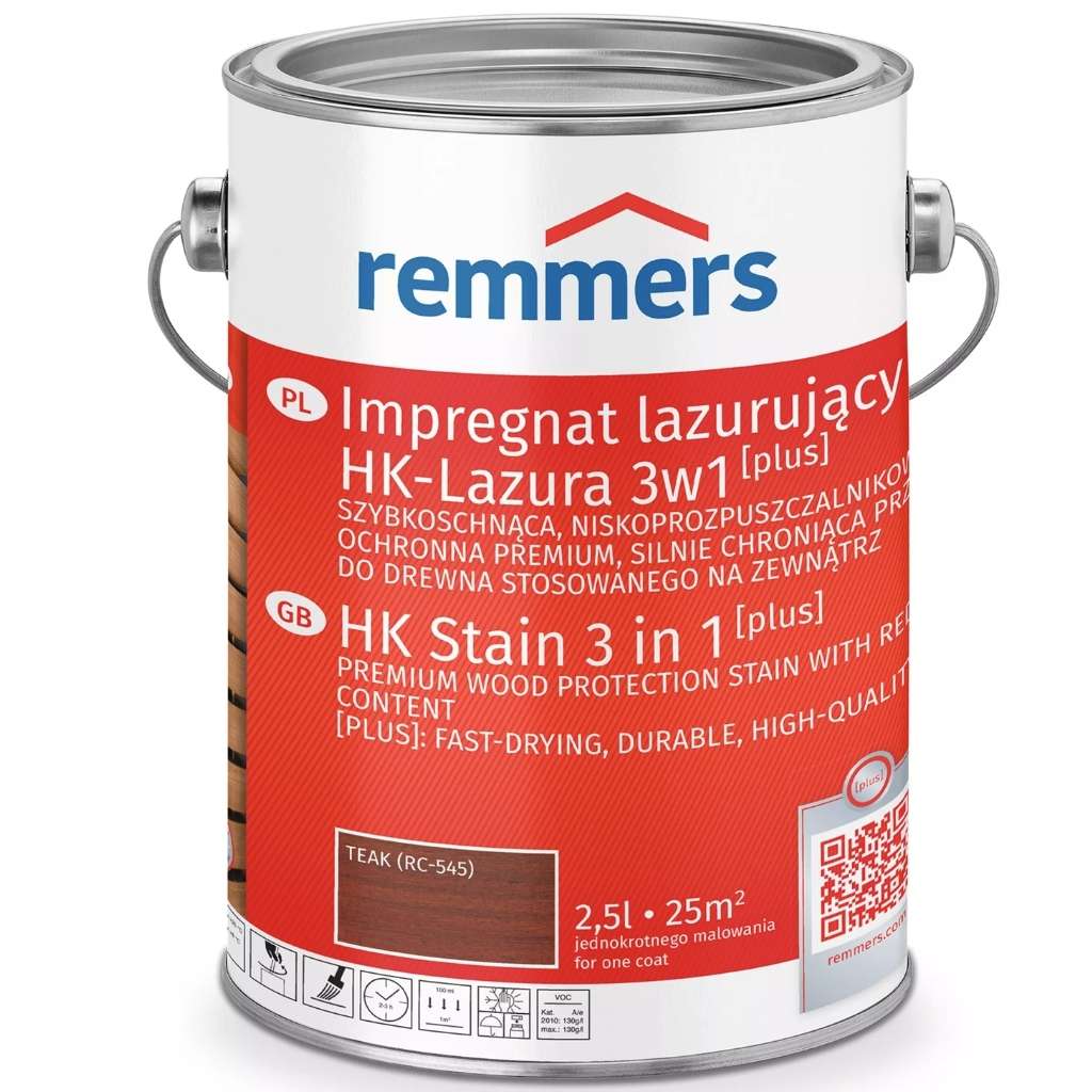 Impregnat lazurujący Remmers HK-Lazura 3w1 Plus do ochrony drewna na zewnątrz