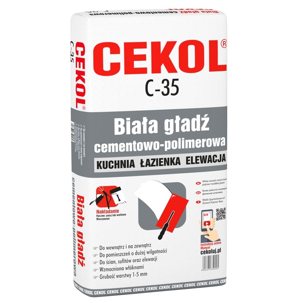CEKOL C-35 biała gładź cementowo-polimerowa wodoodporna